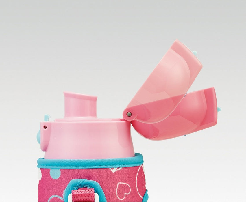 Skater Girl's Stainless Steel Water Bottle Heart Polka Dot Design 470ml with Cover- Japan Figure Store - #1 Bring To You The Best Japanese Goods