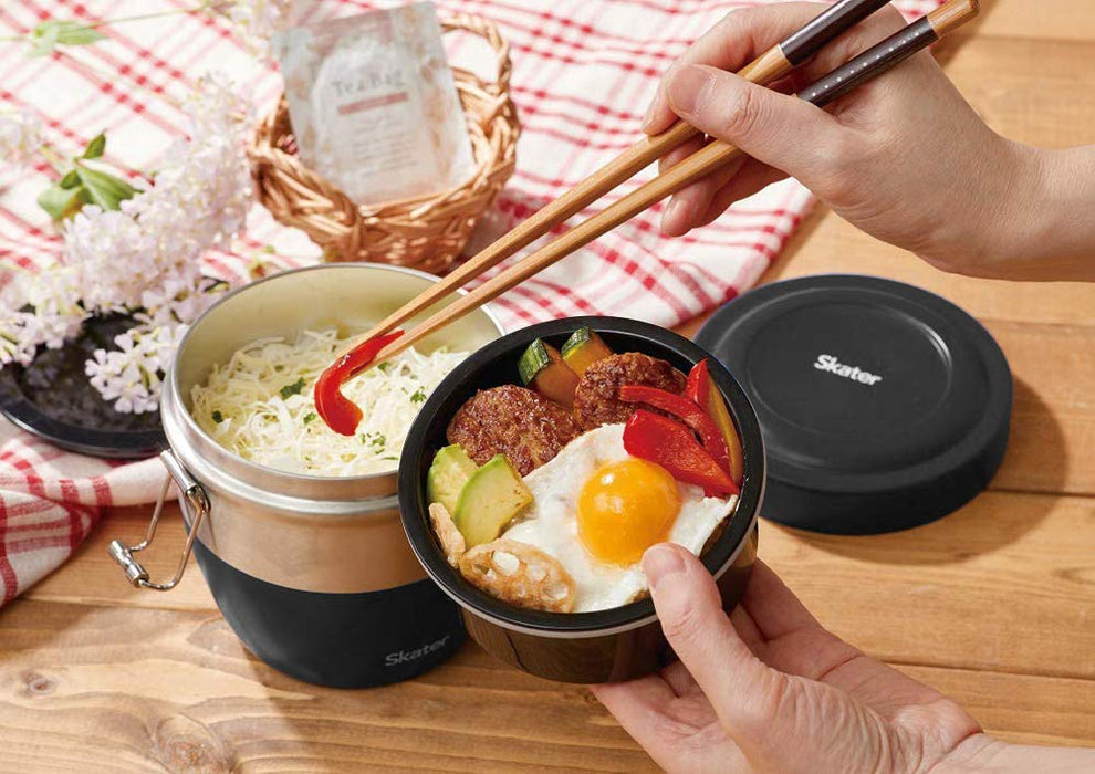 Skater Black Stainless Steel 550ml Rice Bowl Shaped Insulated Lunch Box - Stlbd6-A- Japan Figure Store - #1 Bring To You The Best Japanese Goods