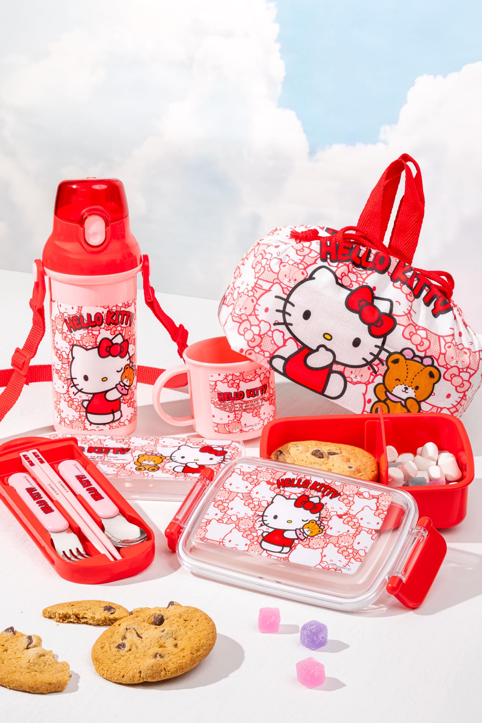 Skater Hello Kitty Lunch Box Trio Set for Kids with Cutlery – Made in Japan- Japan Figure Store - #1 Bring To You The Best Japanese Goods
