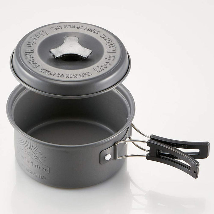Skater Aluminum Outdoor Pot with Lid 13cm Folding Handle - Livenature AN15- Japan Figure Store - #1 Bring To You The Best Japanese Goods