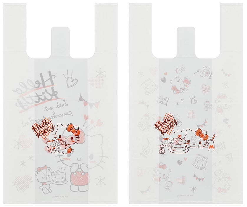 Skater Large Hello Kitty Snack Time Plastic Shopping Bags with Handles 10 pieces 53x30x16cm- Japan Figure Store - #1 Bring To You The Best Japanese Goods
