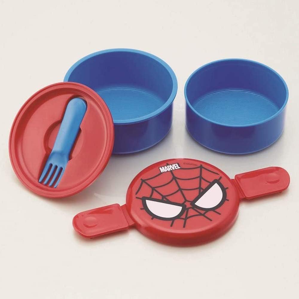 Skater 500ml Spiderman Round Lunch Bento Box with Fork- Japan Figure Store - #1 Bring To You The Best Japanese Goods