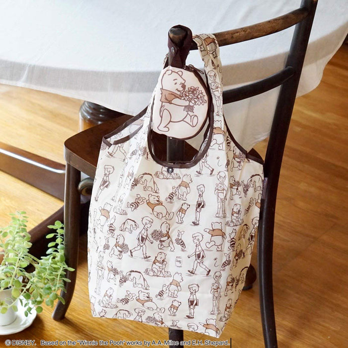 Skater Winnie The Pooh Eco Shopping Bag with Pouch 420x320x180mm - KBS42P-A- Japan Figure Store - #1 Bring To You The Best Japanese Goods