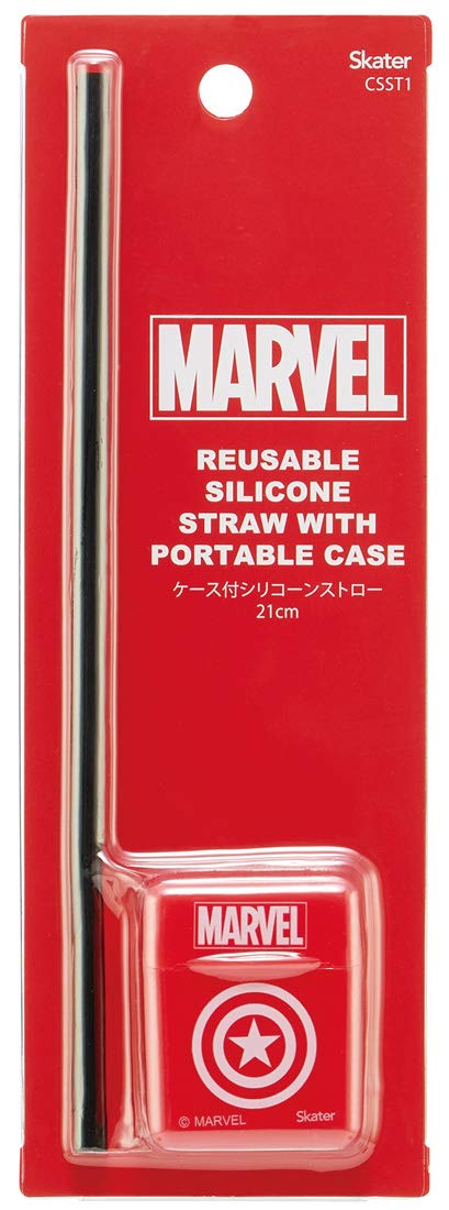 Skater Portable 21cm Silicone Straw with Case Disney Marvel Logo - Csst1- Japan Figure Store - #1 Bring To You The Best Japanese Goods
