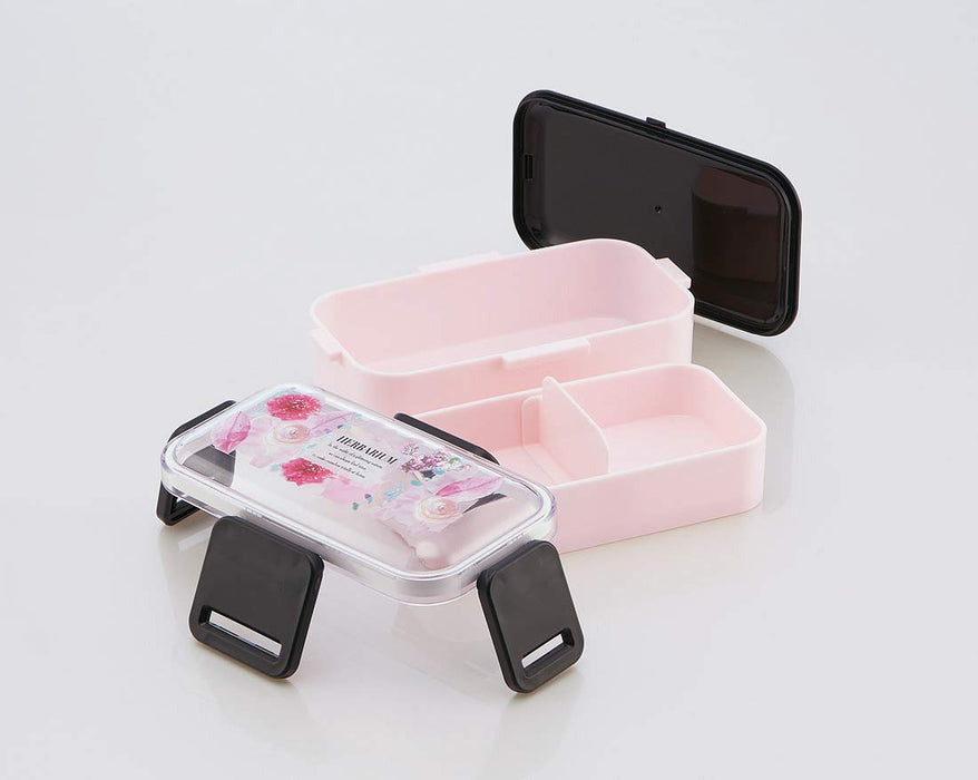 Skater Pink Herbarium 2-Tier Lunch Box Softly Served 600ml PFLW4- Japan Figure Store - #1 Bring To You The Best Japanese Goods