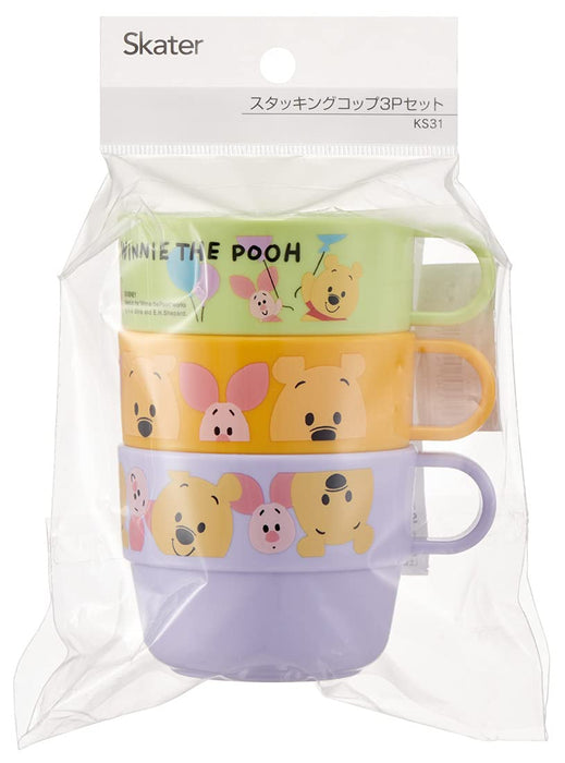 Skater Winnie The Pooh Stacking Cups for Kids Set of 3 - Disney Made in Japan KS31-A- Japan Figure Store - #1 Bring To You The Best Japanese Goods