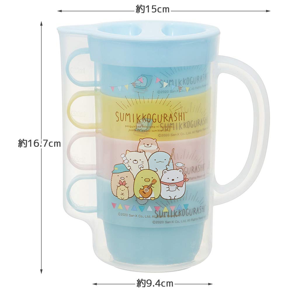 Skater Sumikko Gurashi Camping Water Bottle with 850ml 4 Stacking Cups Set KS32S-A- Japan Figure Store - #1 Bring To You The Best Japanese Goods