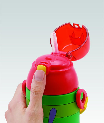 Skater Kids 380ml Stainless Steel Water Bottle with Straw - 3D Very Hungry Caterpillar Design- Japan Figure Store - #1 Bring To You The Best Japanese Goods