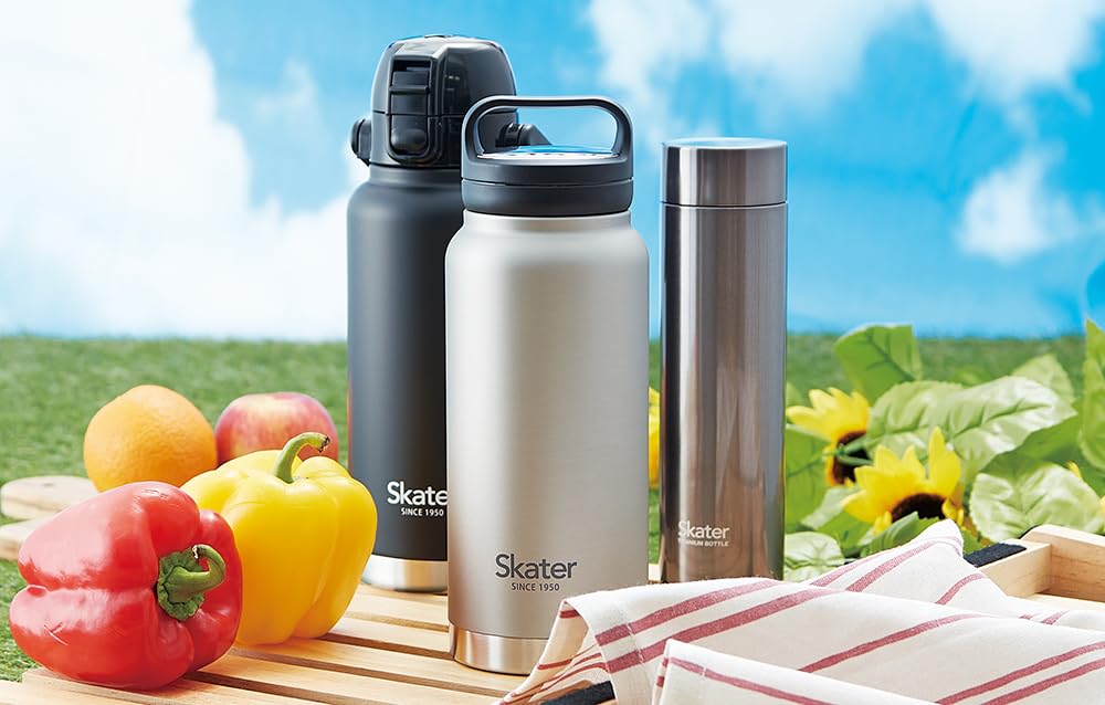 Skater 800ml Black Stainless Steel Water Bottle with Handle