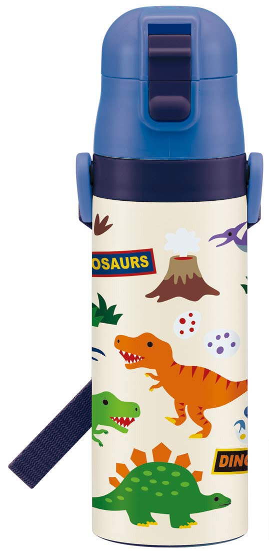 Skater Dinosaur 470ml Stainless Steel Water Bottle - Lightweight Kids/Boys Keeps Drinks Cold- Japan Figure Store - #1 Bring To You The Best Japanese Goods