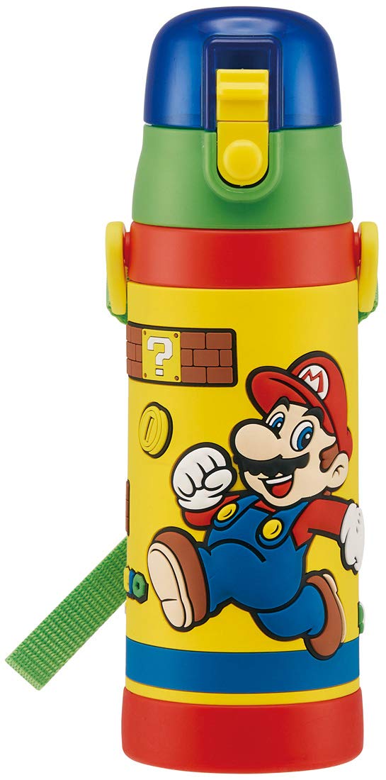 Skater Super Mario 480ml Kids Stainless Steel Water Bottle Direct Drinking Lightweight- Japan Figure Store - #1 Bring To You The Best Japanese Goods