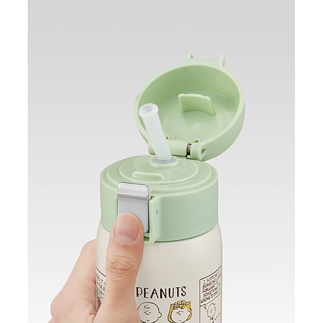 Skater Snoopy Straw Mug 350ML Stainless Steel Cold Only One-Touch Bottle