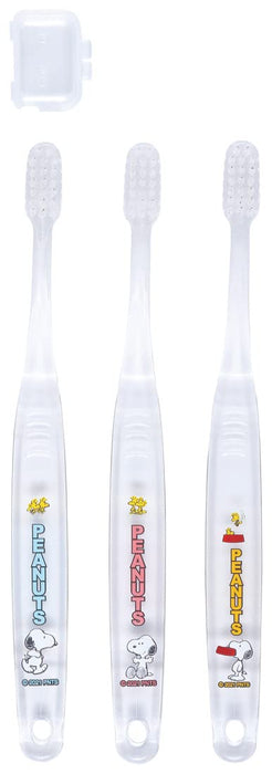 Skater Snoopy Soft Toothbrush for Kids Ages 6-12 3-Pack Clear 15.5 cm Size- Japan Figure Store - #1 Bring To You The Best Japanese Goods