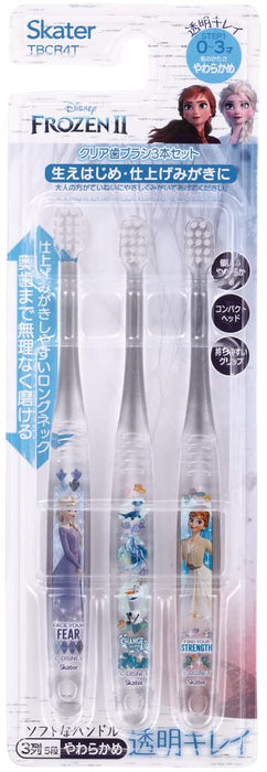 Skater Disney Frozen Baby Toothbrush Set Soft Clear 0-3 Years 3pcs- Japan Figure Store - #1 Bring To You The Best Japanese Goods