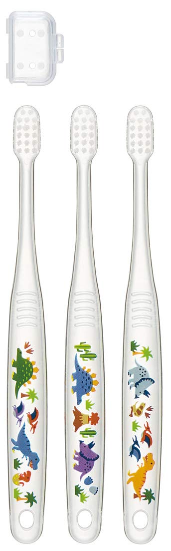 Skater Dinosaur Toothbrush Set for Preschoolers Ages 3-5 Soft Clear 3 Pieces- Japan Figure Store - #1 Bring To You The Best Japanese Goods