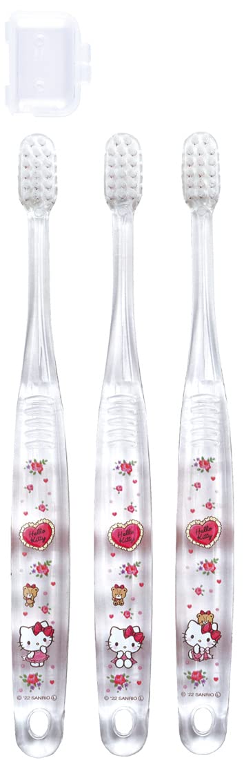 Skater Hello Kitty Soft Toothbrush Set for Preschoolers Ages 3-5 3 Pieces Lovely Flower- Japan Figure Store - #1 Bring To You The Best Japanese Goods