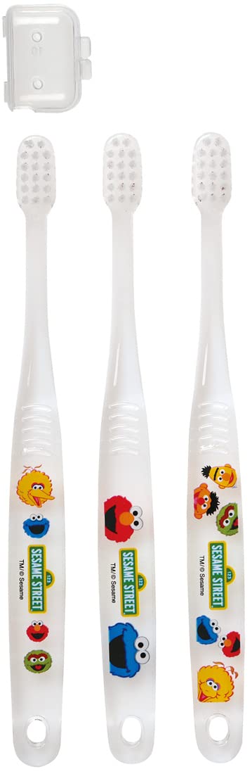 Skater Sesame Street Soft Toothbrush Set for Kids Ages 3-5 Clear 3 Pieces- Japan Figure Store - #1 Bring To You The Best Japanese Goods