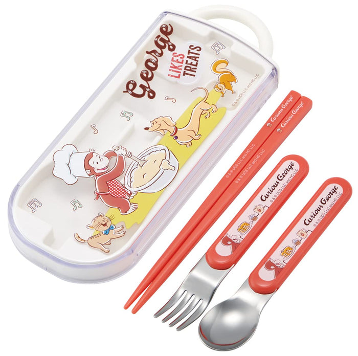 Skater Antibacterial Trio Set Kids Cutlery - Curious George 23 Chopsticks Spoon Fork Made in Japan- Japan Figure Store - #1 Bring To You The Best Japanese Goods