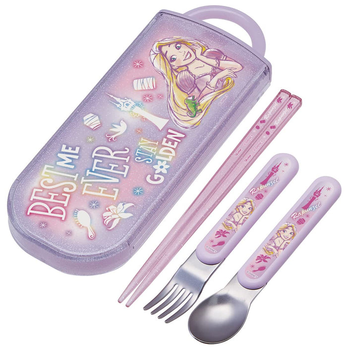 Skater Trio Set Disney Rapzel Kids Girls Antibacterial Cutlery Chopsticks Spoon Fork Made in Japan- Japan Figure Store - #1 Bring To You The Best Japanese Goods