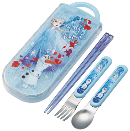 Skater Disney Frozen Elsa & Olaf Trio Set - 16.5cm Chopsticks Spoon and Fork- Japan Figure Store - #1 Bring To You The Best Japanese Goods