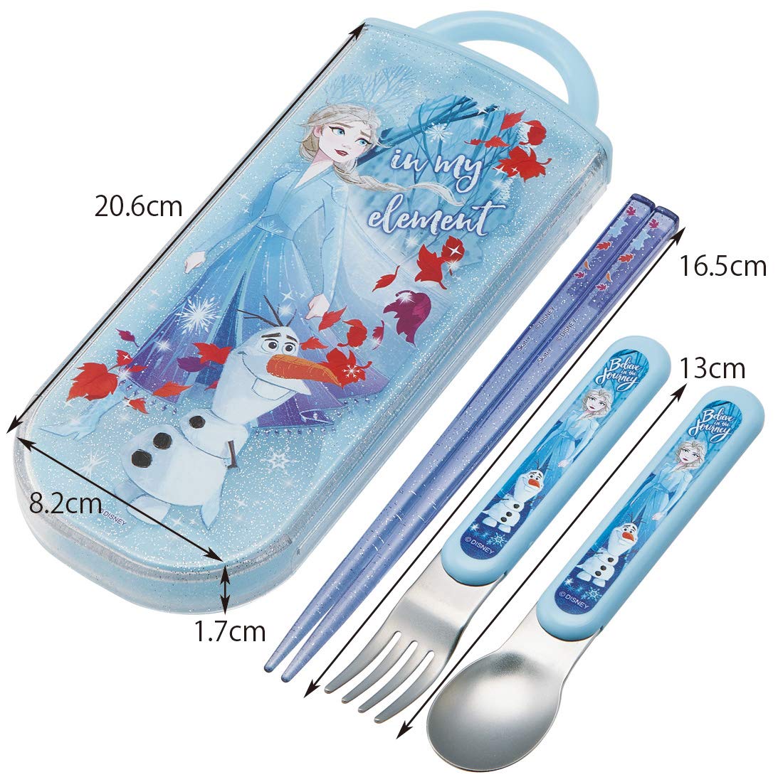 Skater Disney Frozen Elsa & Olaf Trio Set - 16.5cm Chopsticks Spoon and Fork- Japan Figure Store - #1 Bring To You The Best Japanese Goods
