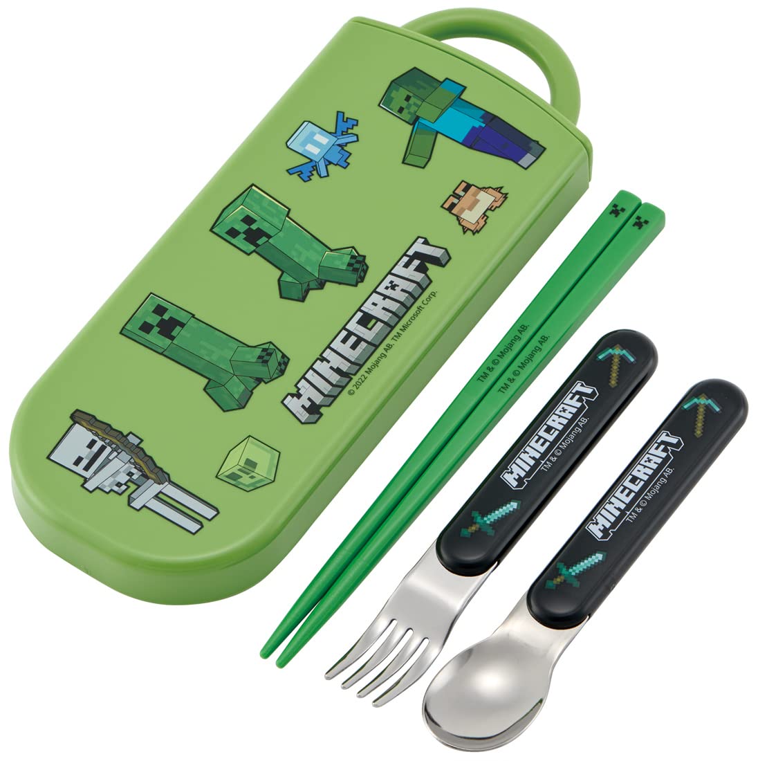 Skater Minecraft Kids Trio Set - Antibacterial Chopsticks Spoon Fork Made In Japan Tacc2Ag-A- Japan Figure Store - #1 Bring To You The Best Japanese Goods