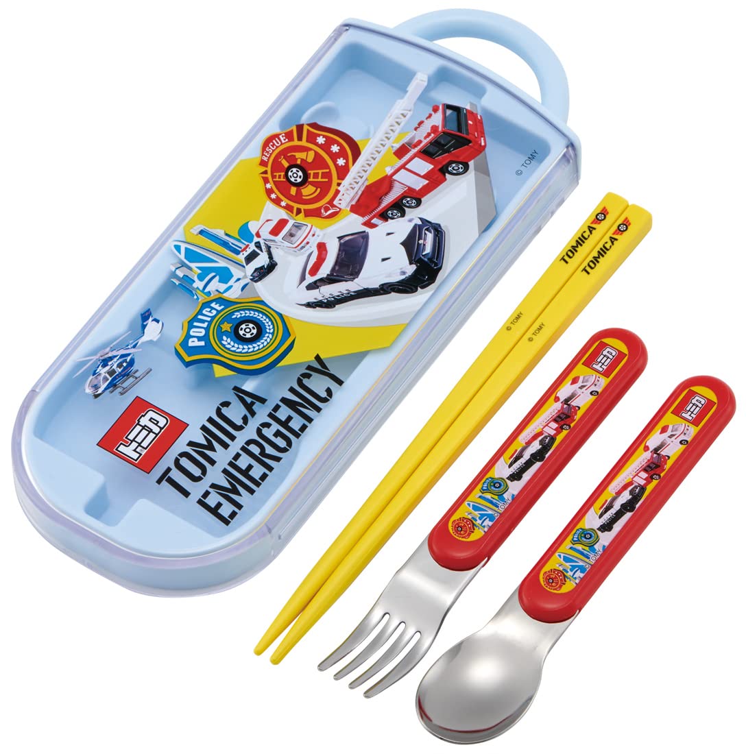Skater Antibacterial Trio Set - Fork Spoon Chopsticks for Kids Tomica 23 Made in Japan- Japan Figure Store - #1 Bring To You The Best Japanese Goods