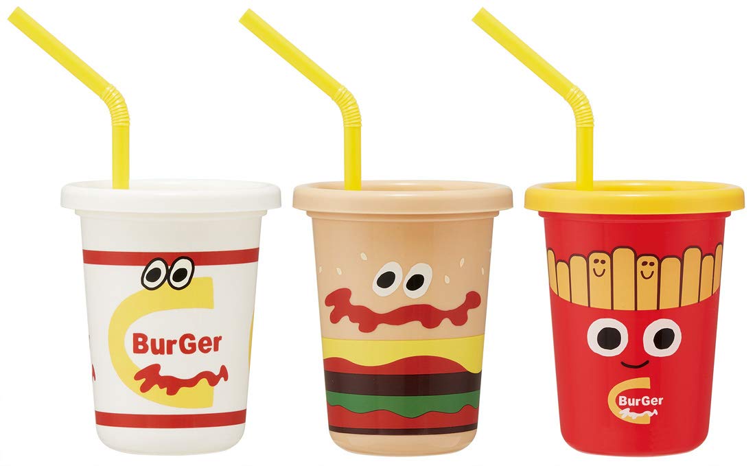 Skater 3 Pcs 230ml Burger Conks Tumbler with Straw Made in Japan Sih2St- Japan Figure Store - #1 Bring To You The Best Japanese Goods