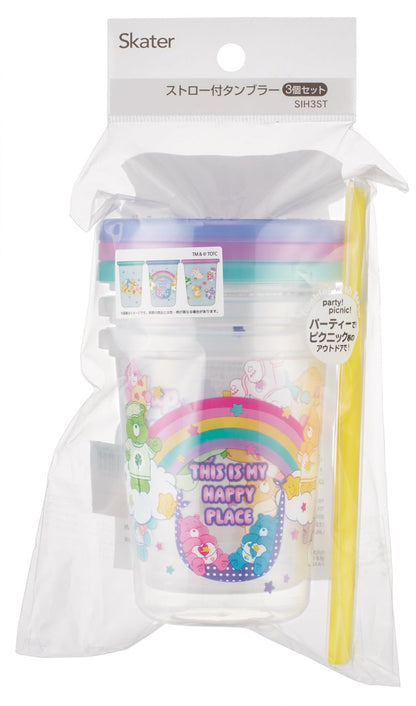 Skater Care Bears Tumbler Set With Straw 320ml Made in Japan Set of 3