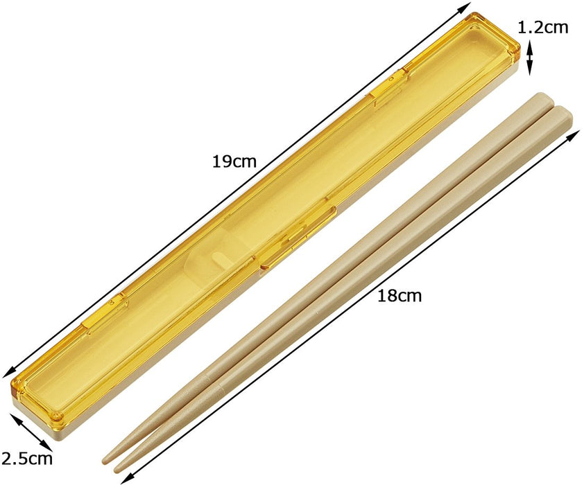 Skater Ultra Slim 18cm Chopstick and Case Set Yellow Retro French Made in Japan- Japan Figure Store - #1 Bring To You The Best Japanese Goods
