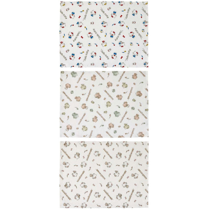 Skater Hello Kitty Waffle Dough Cloths Sanrio Line Design 3 Sheets 31X41 cm- Japan Figure Store - #1 Bring To You The Best Japanese Goods