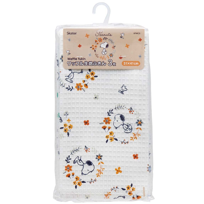 Skater Snoopy Waffle Dough Cloths 3 Sheets 31 X 41 cm - Kfwc3-A- Japan Figure Store - #1 Bring To You The Best Japanese Goods