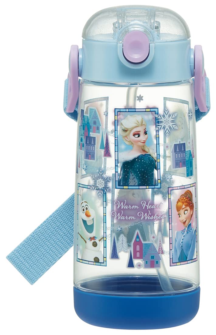 Skater Disney Frozen Water Bottle 480ml Clear with Straw for Kids - Girls edition- Japan Figure Store - #1 Bring To You The Best Japanese Goods