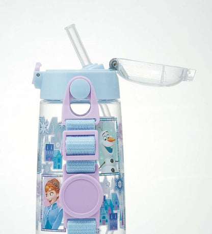 Skater Disney Frozen Water Bottle 480ml Clear with Straw for Kids - Girls edition- Japan Figure Store - #1 Bring To You The Best Japanese Goods