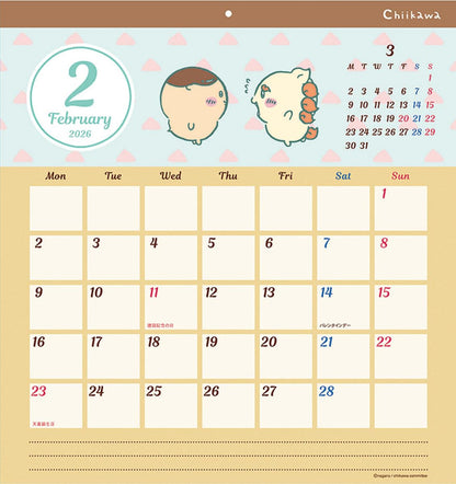 Sun-Star Stationery Chiikawa 2026 Wall Calendar 45x42cm CL-072