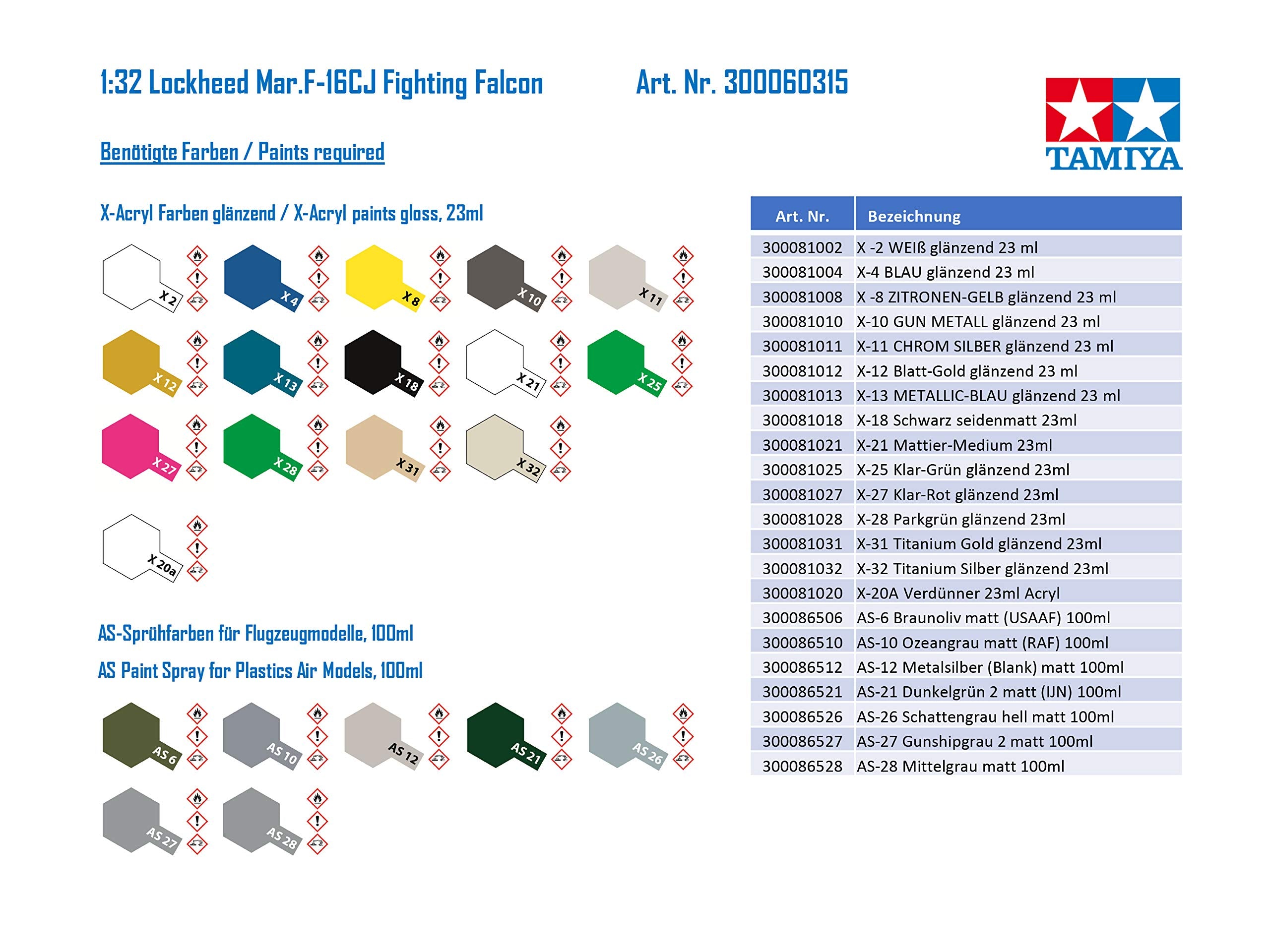 Tamiya 1/32 U.S. Air Force F-16Cj Block 50 Plastic Model 60315- Japan Figure Store - #1 Bring To You The Best Japanese Goods