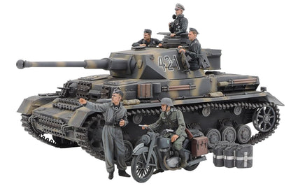 Tamiya 1/35 German IV Tank Early Model with Messenger Bike Plastic Model Set- Japan Figure Store - #1 Bring To You The Best Japanese Goods