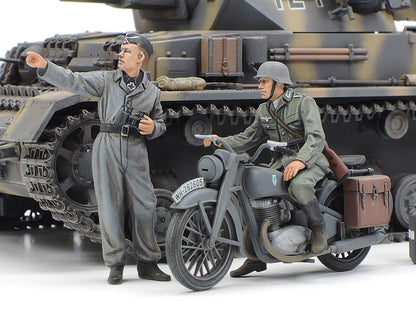 Tamiya 1/35 German IV Tank Early Model with Messenger Bike Plastic Model Set- Japan Figure Store - #1 Bring To You The Best Japanese Goods
