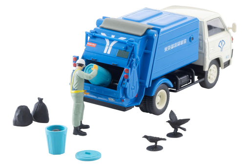 Tomytec Tomica LV-N343A Fusou Canter Garbage Truck White Blue 1/64 Scale- Japan Figure Store - #1 Bring To You The Best Japanese Goods