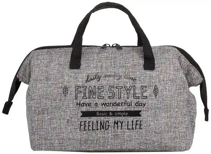 Skater Black Linen-Style Cooling Purse Lunch Bag Fits Large Boxes Size 26x13x19 cm Kgaj2- Japan Figure Store - #1 Bring To You The Best Japanese Goods