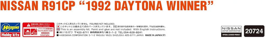Hasegawa Nissan R91CP 1992 Daytona Winner 1/24 Plastic Model
