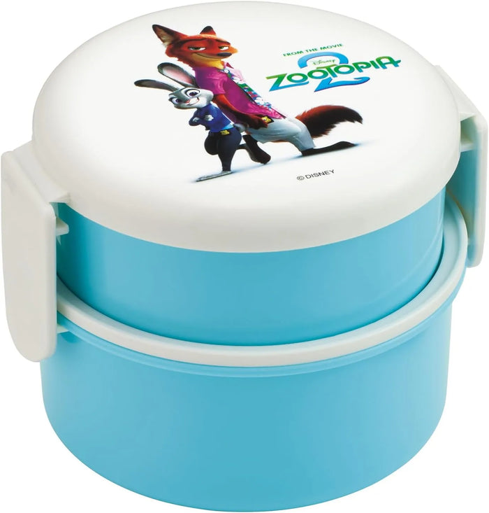 Skater ONWR1-A Round Bento Box 2-Tier with Fork Made in Japan Disney