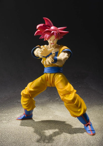 Tamashii Nations DBZ Son Goku Super Saiyan God Red Hair Figure 14cm
