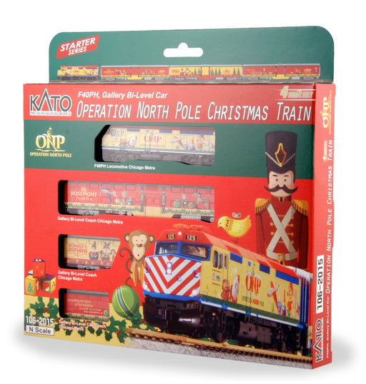 Kato Christmas Train 4-Car Set F40Ph Locomotive - Gallery Bilevel Passenger Car 106-2015N- Japan Figure Store - #1 Bring To You The Best Japanese Goods