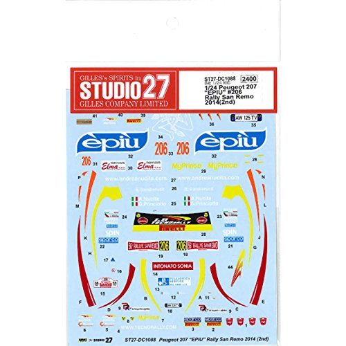 Studio27 Peugeot 207 Epiu 206 Rally San Remo 2014 2nd Japanese Decal For Scale Cars- Japan Figure Store - #1 Bring To You The Best Japanese Goods