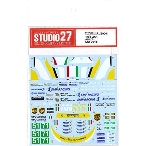Studio27 St27 Dc1114 Ferrari 458 Af Corse Italia 51/71 Decal For Studio27 1/24 Scale Car Decal- Japan Figure Store - #1 Bring To You The Best Japanese Goods