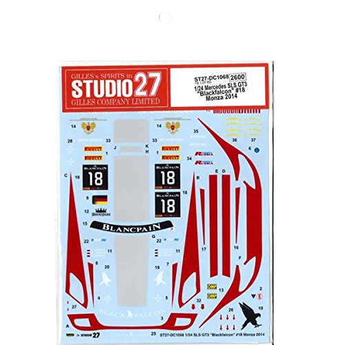 Studio27 St27 Dc1068 Mercedes Sls Gt3 Blackfalcon 18 Monza 2014 Decal 1/24 Car Model Decal- Japan Figure Store - #1 Bring To You The Best Japanese Goods