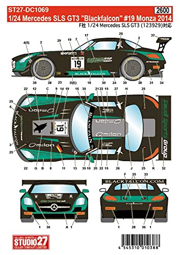 Studio27 St27 Dc1069 Mercedes Sls Gt3 Blackfalcon 19 Monza 2014 Decal 1/24 Scale Car Decal- Japan Figure Store - #1 Bring To You The Best Japanese Goods