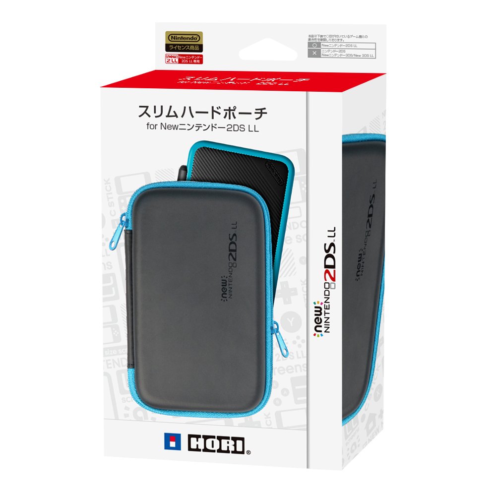 HORI Slim Hard Pouch Black & Turquoise For New Nintendo 2Ds Ll- Japan Figure Store - #1 Bring To You The Best Japanese Goods
