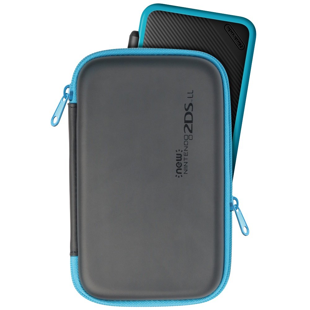HORI Slim Hard Pouch Black & Turquoise For New Nintendo 2Ds Ll- Japan Figure Store - #1 Bring To You The Best Japanese Goods